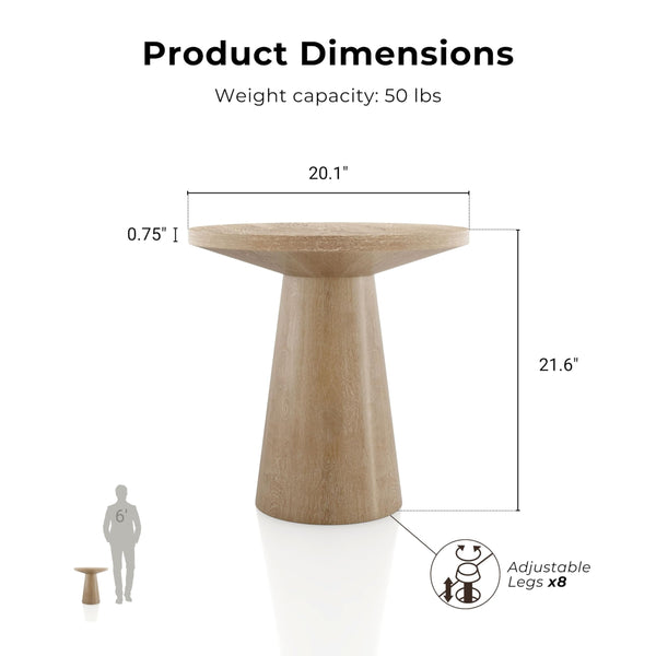 20-Inch Round End Table with Cone Pedestal Base