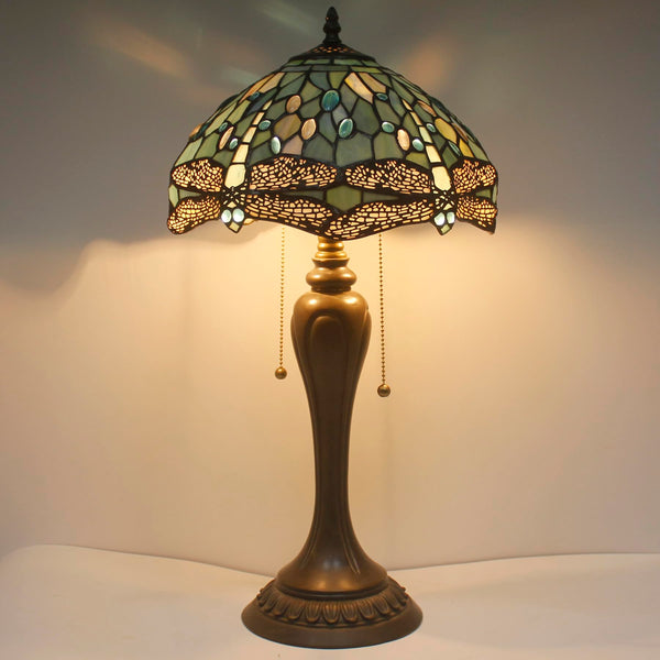 Tiffany Table Lamp Sea Blue Dragonfly Stained Glass