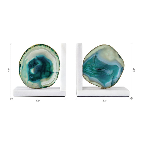Polished Agate & Marble Bookends Set of 2