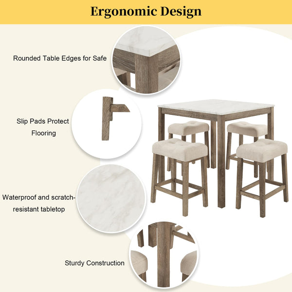 34'' Square Bar Table Set with 4 Chairs
