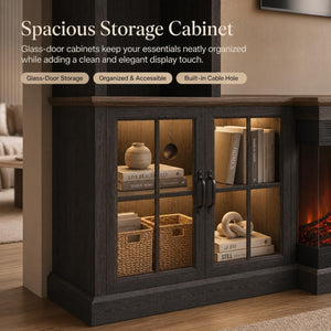 98" Farmhouse TV Stand with Fireplace & Barn Doors