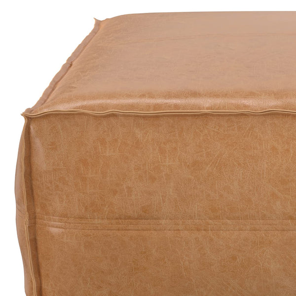 Extra Large Square Faux Leather Pouf Ottoman