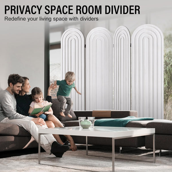 4-Panel Arched Wood Room Divider Folding Privacy Screen