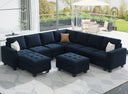 Velvet Modular L-Shape Sectional Sofa with Storage Ottoman