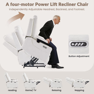 4-Motor Power Lift Recliner Chair with Massage & Heat
