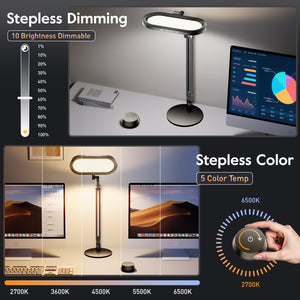 LED Desk Lamp with 3D Ambient Light & Adjustable Swing Arm
