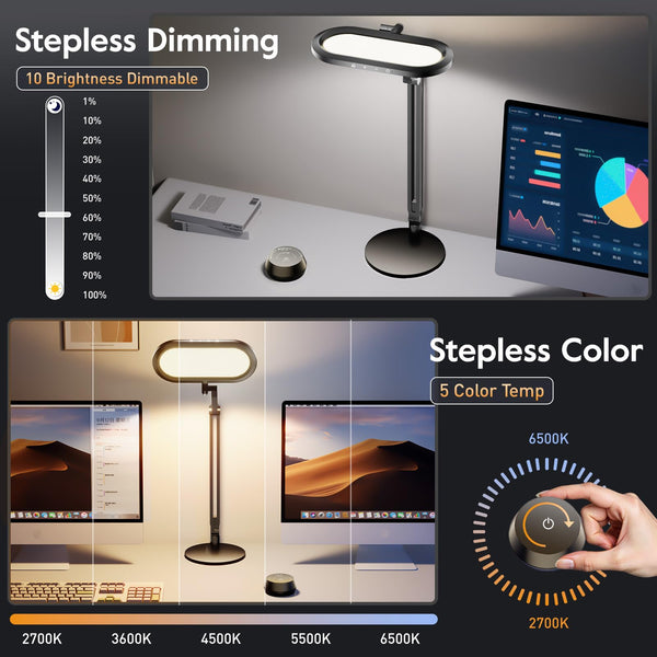 LED Desk Lamp with 3D Ambient Light & Adjustable Swing Arm