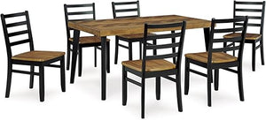 7-Piece Rustic Dining Set – Rectangular Table & 6 X-Back Upholstered Chairs