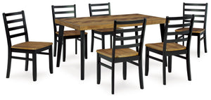 7-Piece Rectangular Dining Table Set with 6 Ladderback Chairs
