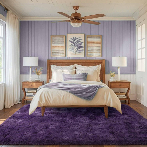 6x9 Fluffy Purple Shaggy Area Rug – Non-Slip Plush Indoor Carpet