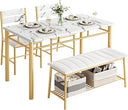 4-Piece Dining Table Set with Bench and 2 Upholstered Chairs