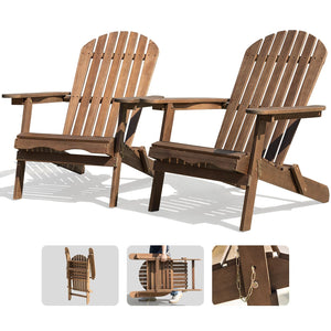 Folding Eucalyptus Adirondack Chair Set of 2