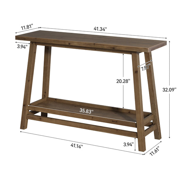 Farmhouse Console Table with Storage Shelf