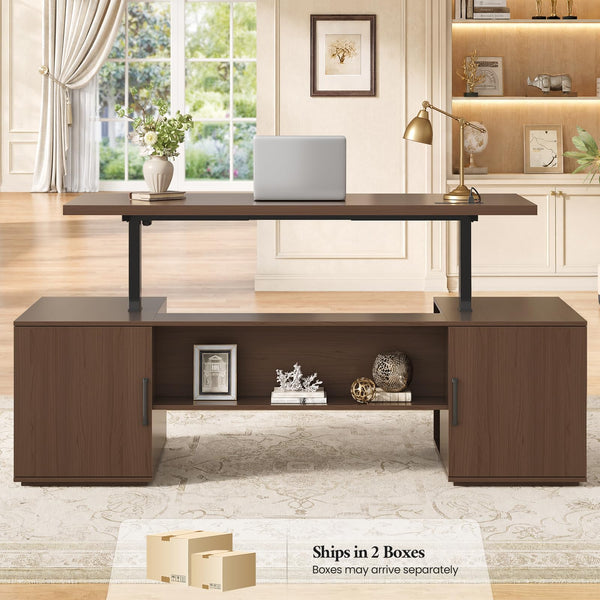 Electric Standing Desk with Dual-Side Storage & Power Outlets