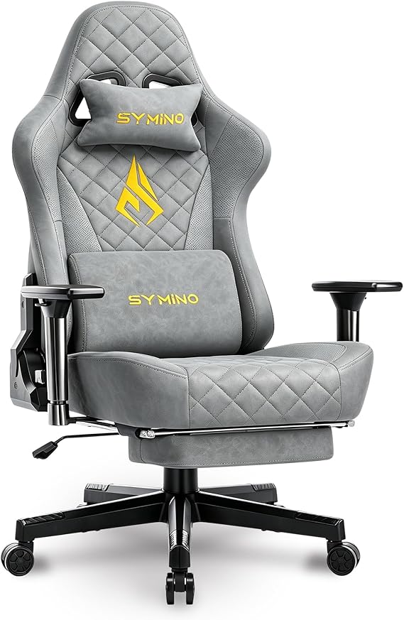 Gaming Chair with Footrest, 2D Armrests, 150° Recline, High Back Ergonomic Chair