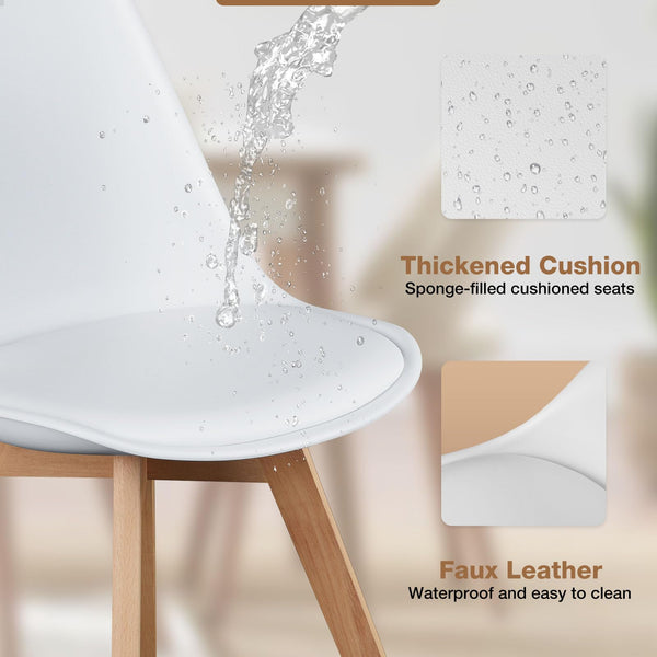 Modern PU Leather Dining Chairs with Wood Legs