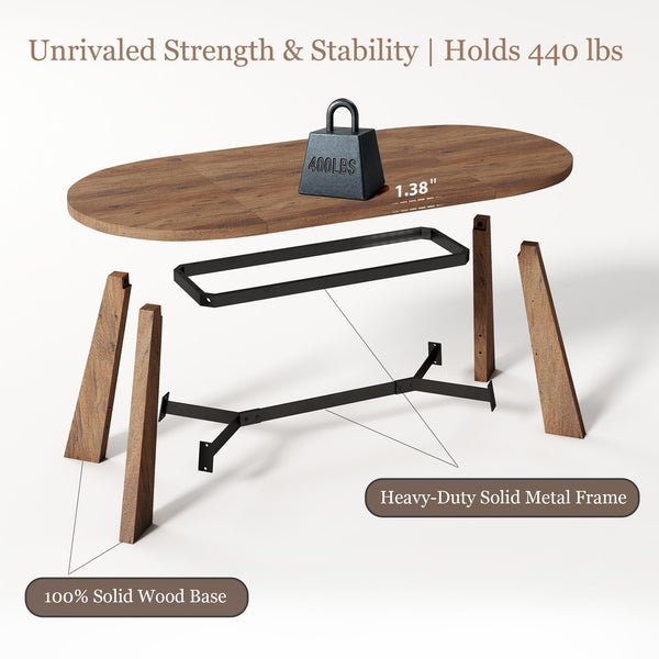 70.86" Oval Dining Table for 6–8 People