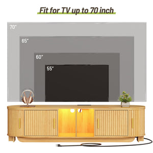 Extendable Fluted TV Stand with LED Lights & Power Outlet