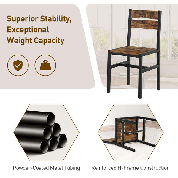 Rustic Farmhouse Dining Chairs with Metal Frame