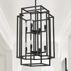 8-Light Tiered Lantern Chandelier – Farmhouse Pendant Light