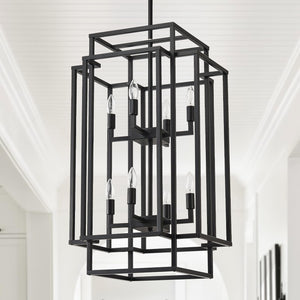 8-Light Tiered Lantern Chandelier – Farmhouse Pendant Light