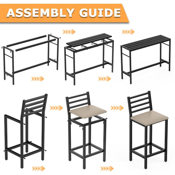 5-Piece Outdoor Patio Bar Set with Counter Height Table & Cushioned Stools