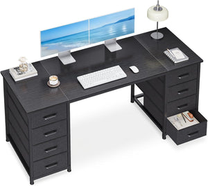 Computer Desk with 8 Fabric Drawers | Metal Frame | Home Office