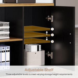 L-Shaped Executive Desk with File Drawers & Cabinet
