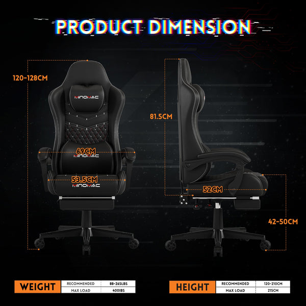 Big & Tall Ergonomic Gaming Chair with Footrest