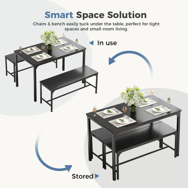 Dining Table Set for 4 with Bench – Space-Saving Kitchen Table Set