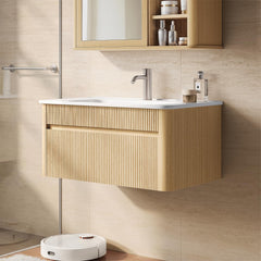 30" Wall-Mounted Bathroom Vanity with Ceramic Sink