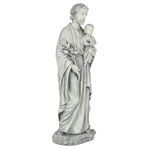 St. Joseph Holding Child Garden Statue – Resin Stone, 20"H