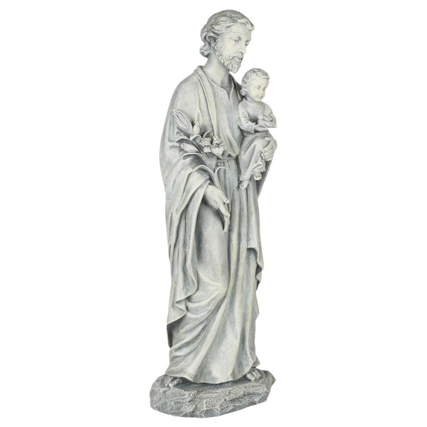 St. Joseph Holding Child Garden Statue – Resin Stone, 20"H