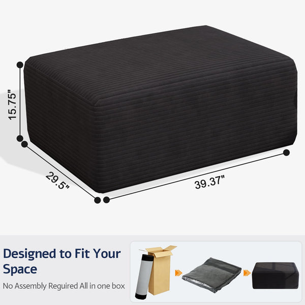 Oversized Corduroy Ottoman Rectangle Pouf with 28D Foam