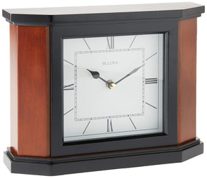 Solid Wood Desk Clock with Glass Lens | Cherry Finish | Decorative Accent