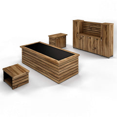 87" 4-Piece Wood Office Furniture Set – Executive Desk, Storage Cabinet, File Cabinet & Coffee Table