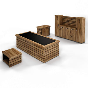 87" 4-Piece Wood Office Furniture Set – Executive Desk, Storage Cabinet, File Cabinet & Coffee Table