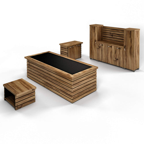 87" 4-Piece Wood Office Furniture Set – Executive Desk, Storage Cabinet, File Cabinet & Coffee Table