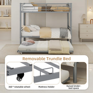 Metal Bunk Bed Twin Over Twin with Safety Guardrail