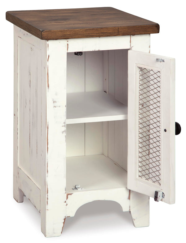 Farmhouse Chairside End Table with Cabinet Door