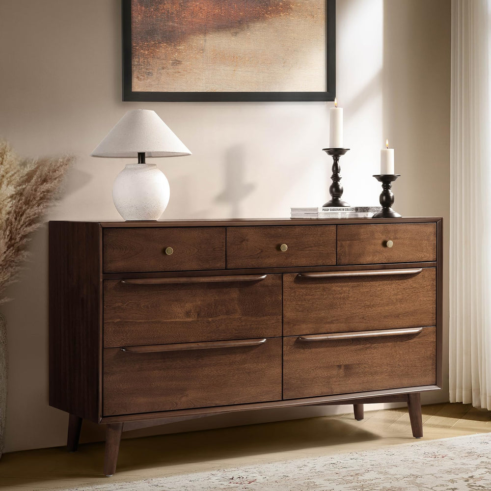 7-Drawer Mid-Century Modern Dresser, 52" Wide