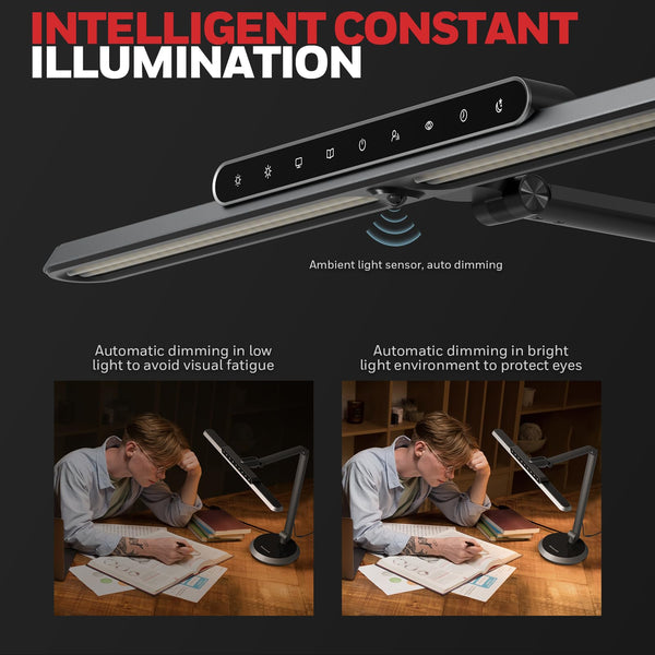 LED Desk Lamp with Auto-Sensing, Timer & Adjustable Arm