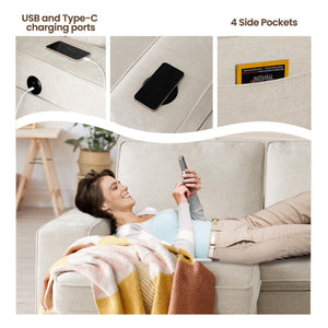 L-Shaped Convertible Sleeper Sofa Bed with Storage Chaise