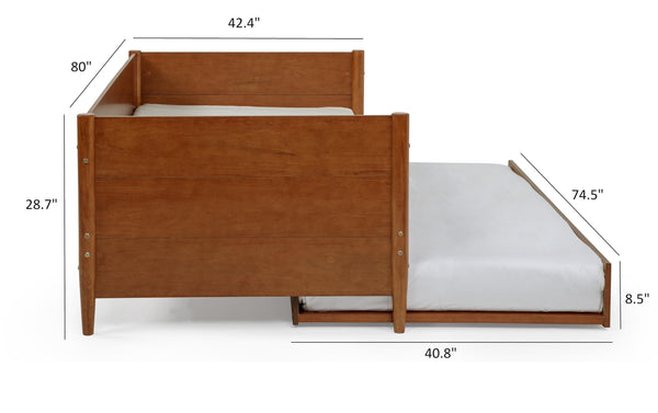 Mid-Century Modern Twin Daybed with Trundle