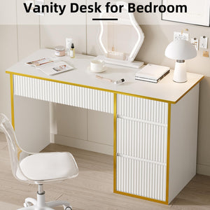 47-Inch Fluted Computer Desk with File Drawer and Storage