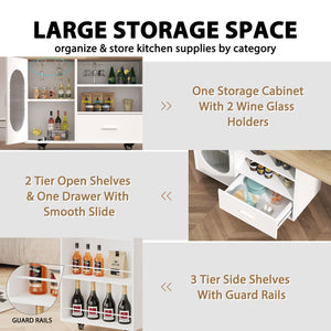 Rolling Kitchen Island with Swivel Table, Storage Cabinet, Drawers & Shelves