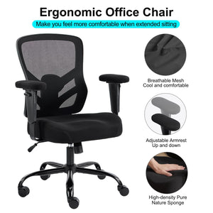 Ergonomic Mesh Office Chair with Lumbar Support & Adjustable Armrests