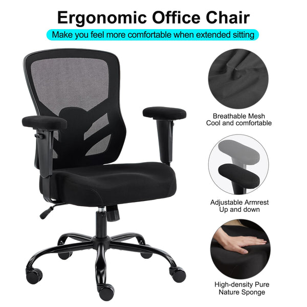 Ergonomic Mesh Office Chair with Lumbar Support & Adjustable Armrests
