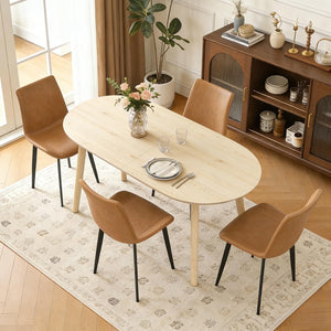 63" Oval Dining Table for 4–6 – Mid-Century Modern with Solid Wood Legs