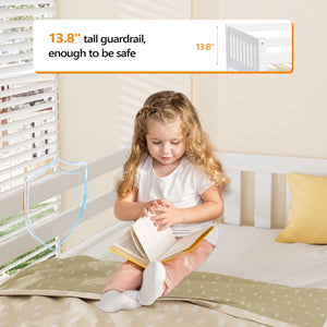 Twin Low Loft Bed Frame with Guardrail and Ladder